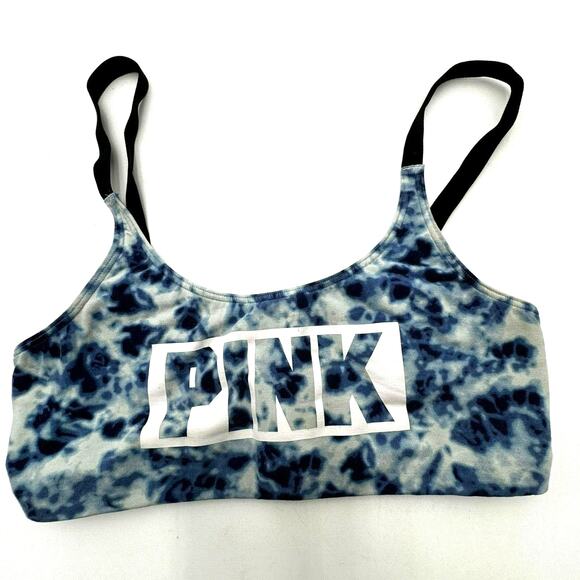 VICTORIA'S SECRET PINK | Small Blue Tie Dye Sports Bra Athletic Top Strappy Back - Picture 7 of 9